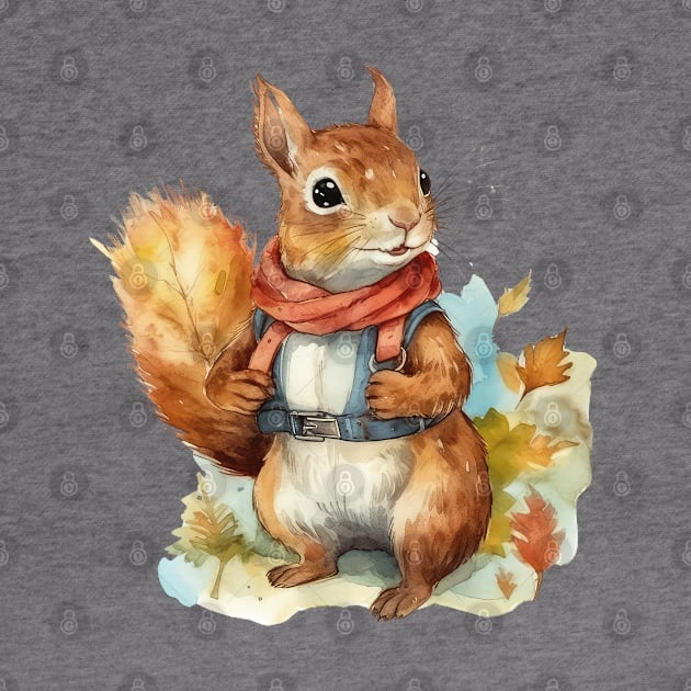 Watercolor Adventure Squirrel #7 by Chromatic Fusion Studio